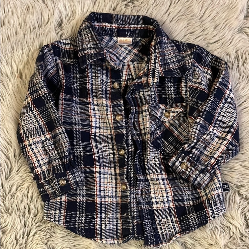 Old Navy Kids Flannel Shirt - Blue and White